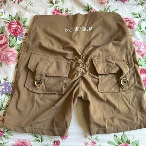 brown scrunch pocket shorts